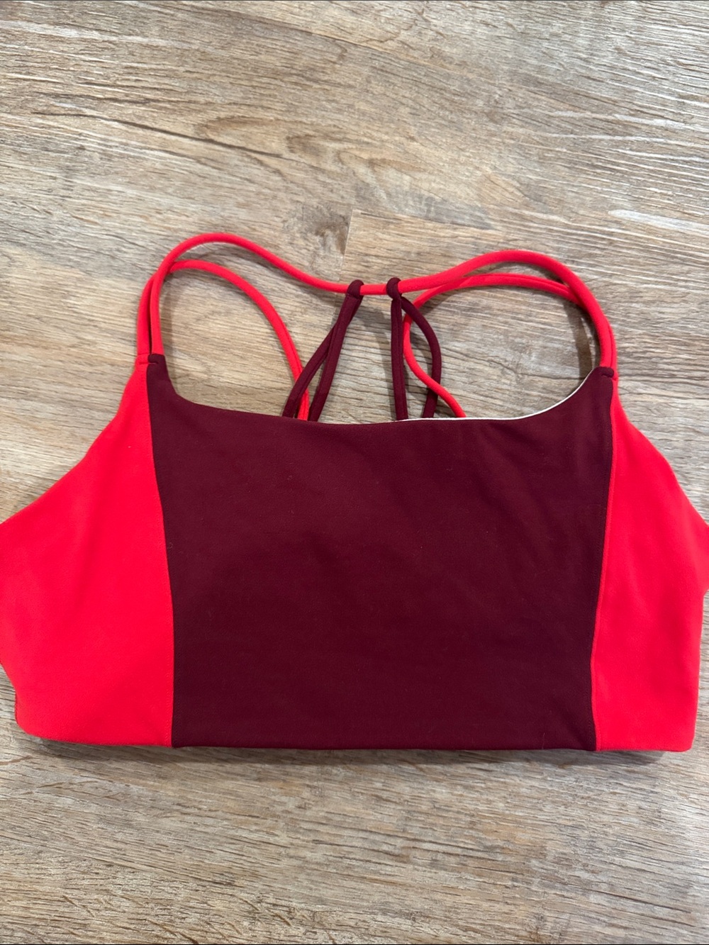Athleta Colorblock Strappy Bralette - Red & Burgundy